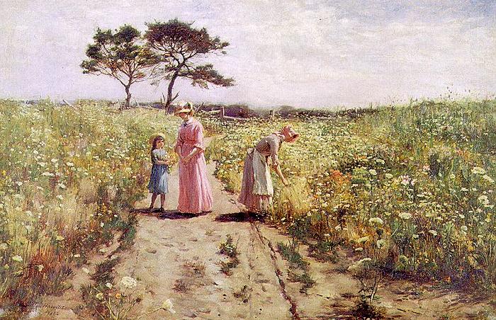 Hamilton Hamiltyon Picking Flowers oil painting picture